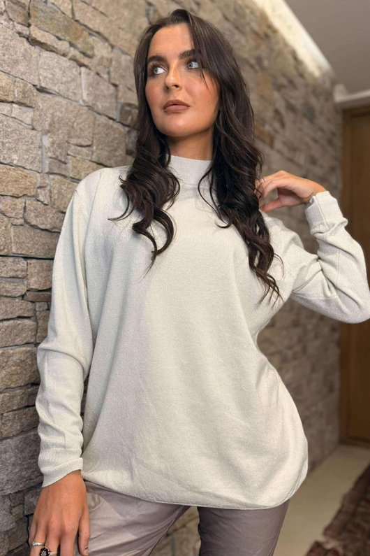 Claudia Soft Stretch Sparkle Skim Knit Stone